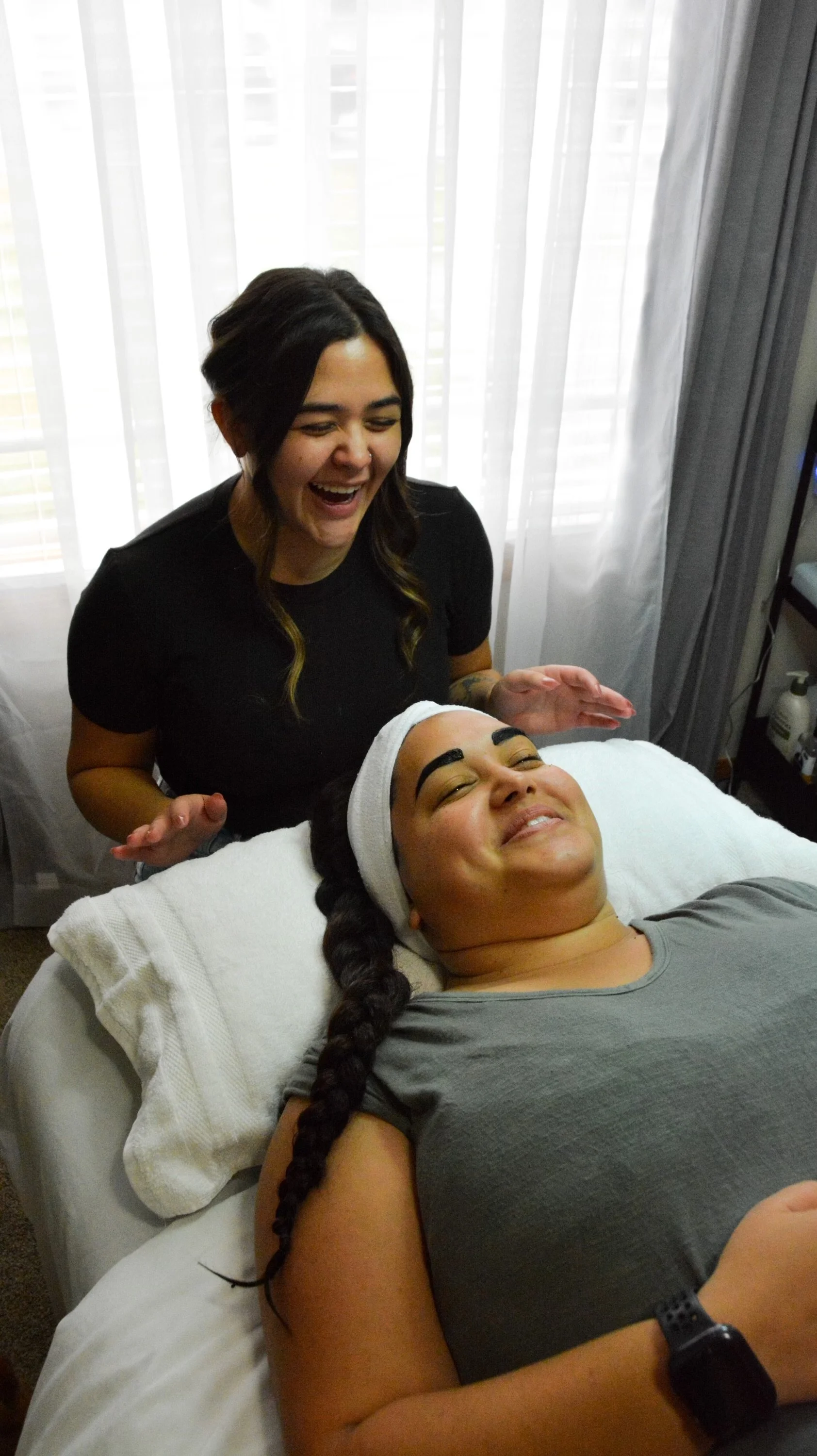 Facial waxing and tinting service performed during a personalized treatment at Naked Skin in Vancouver, Washington.