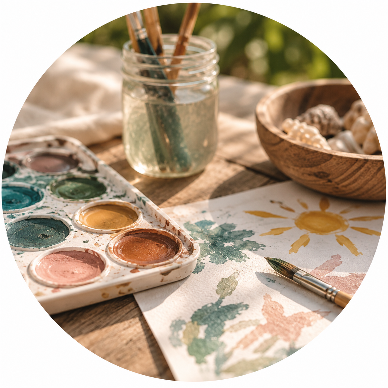 Children’s painting and creative play materials for a Mega Little Palms community experience