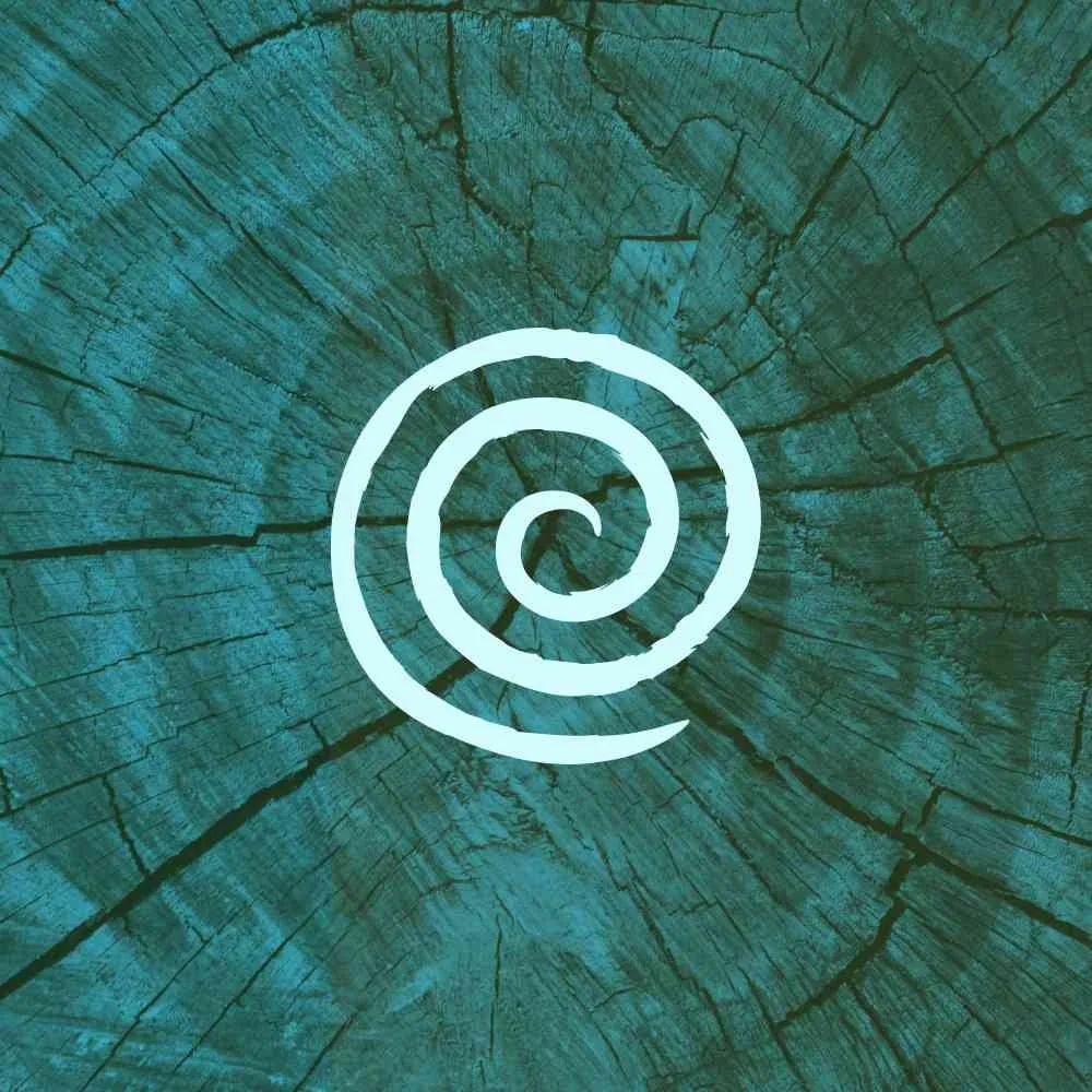 Swirl icon on top of bark in a blue tone