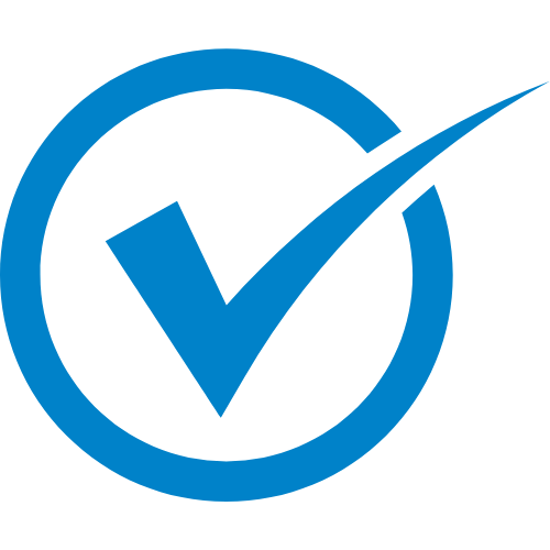 Blue checkmark inside a blue circle on a black background.