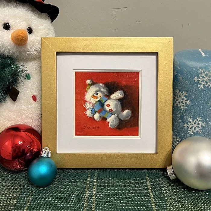 Oil on Oil Paper Mounted on Gator Foam - 3 5/8 in. x 7 3/16 in. framed - Available