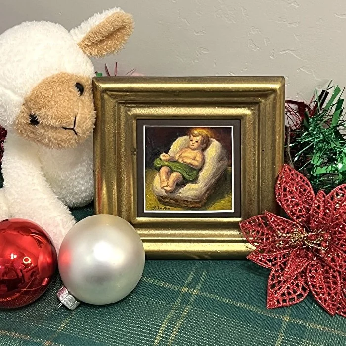 Oil on Linen Mounted on Gator Foam - 2 13/15 in. x 6.25 in. Framed - Available