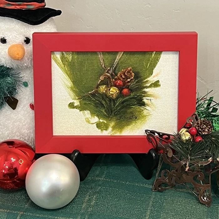 Oil on Linen Mounted on Gator Foam - 4.5 in., 6.25 in. unframed x 6.5 in., 8.25 in. framed - Available