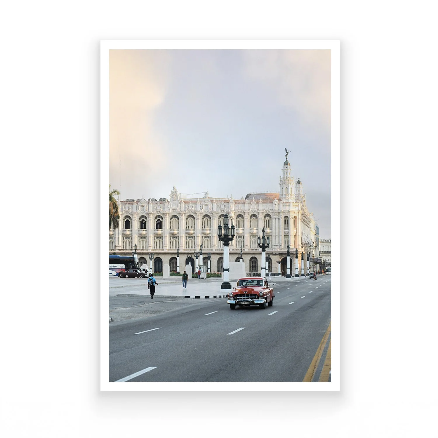 Red Car Passing Gran Teatro