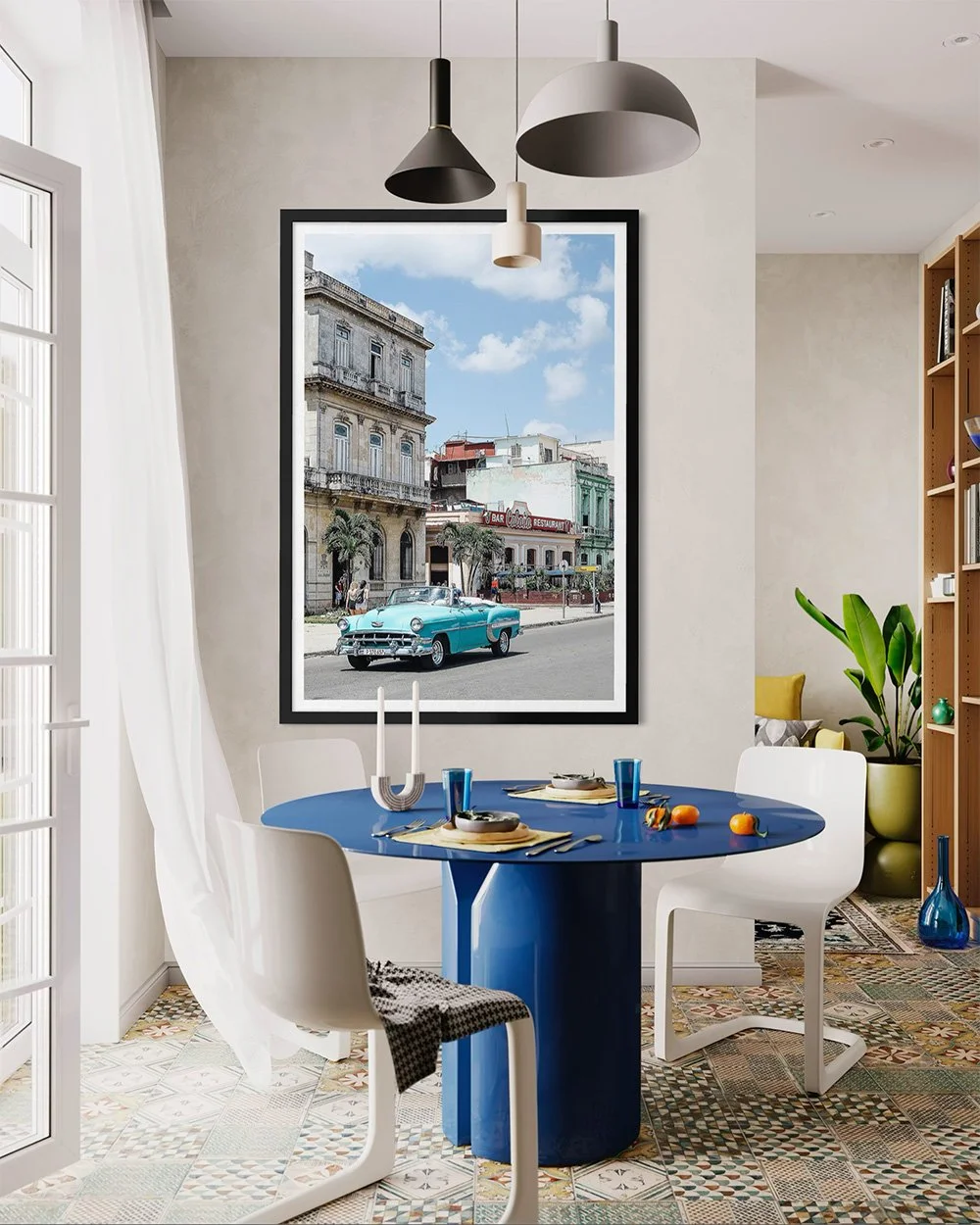 Teal-Cadillac-Midday-Havana-Fine-Art-Travel-Photography-Nikki-Malvar-studio-dining-room-interior.jpg