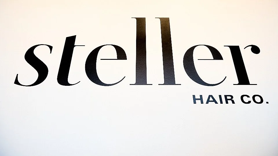 Logo of Steller Hair Co. with stylized text on a white background.