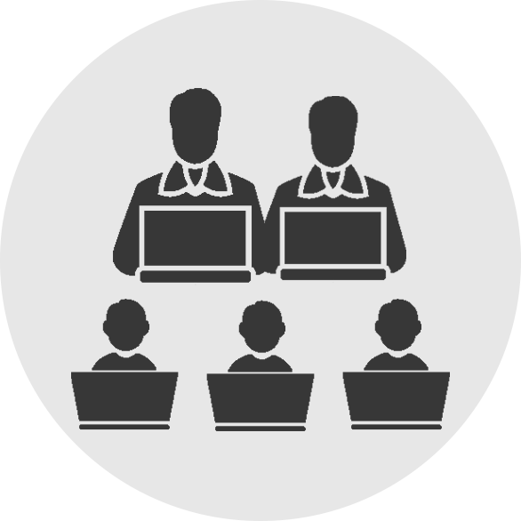 Silhouette of business meeting with laptops