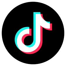 TikTok logo with black background and colorful music note icon