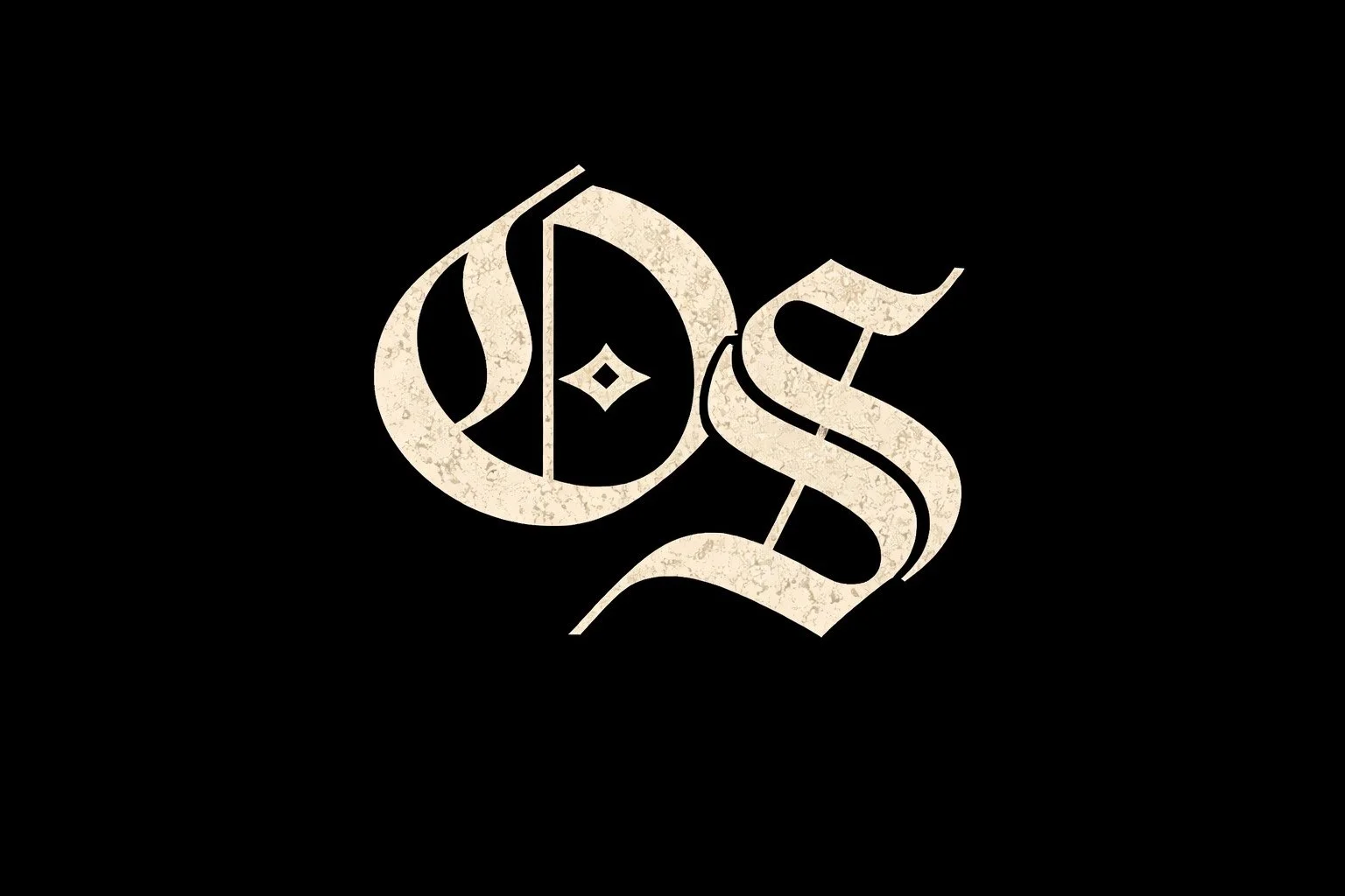 Stylized text design with the word 'O$' in a vintage, distressed font on a black background.