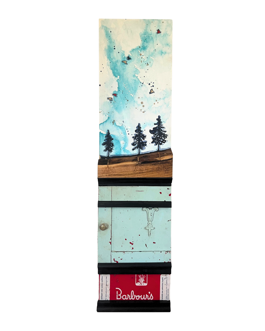 Saint John Series #2 ~ Barbour's 
12" x 48"
Acrylic, butternut, found objects
