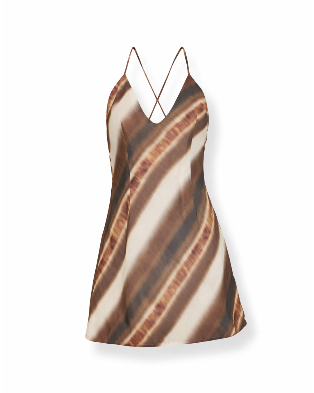 Esmira Halter Mini Dress Brown Stripe.png