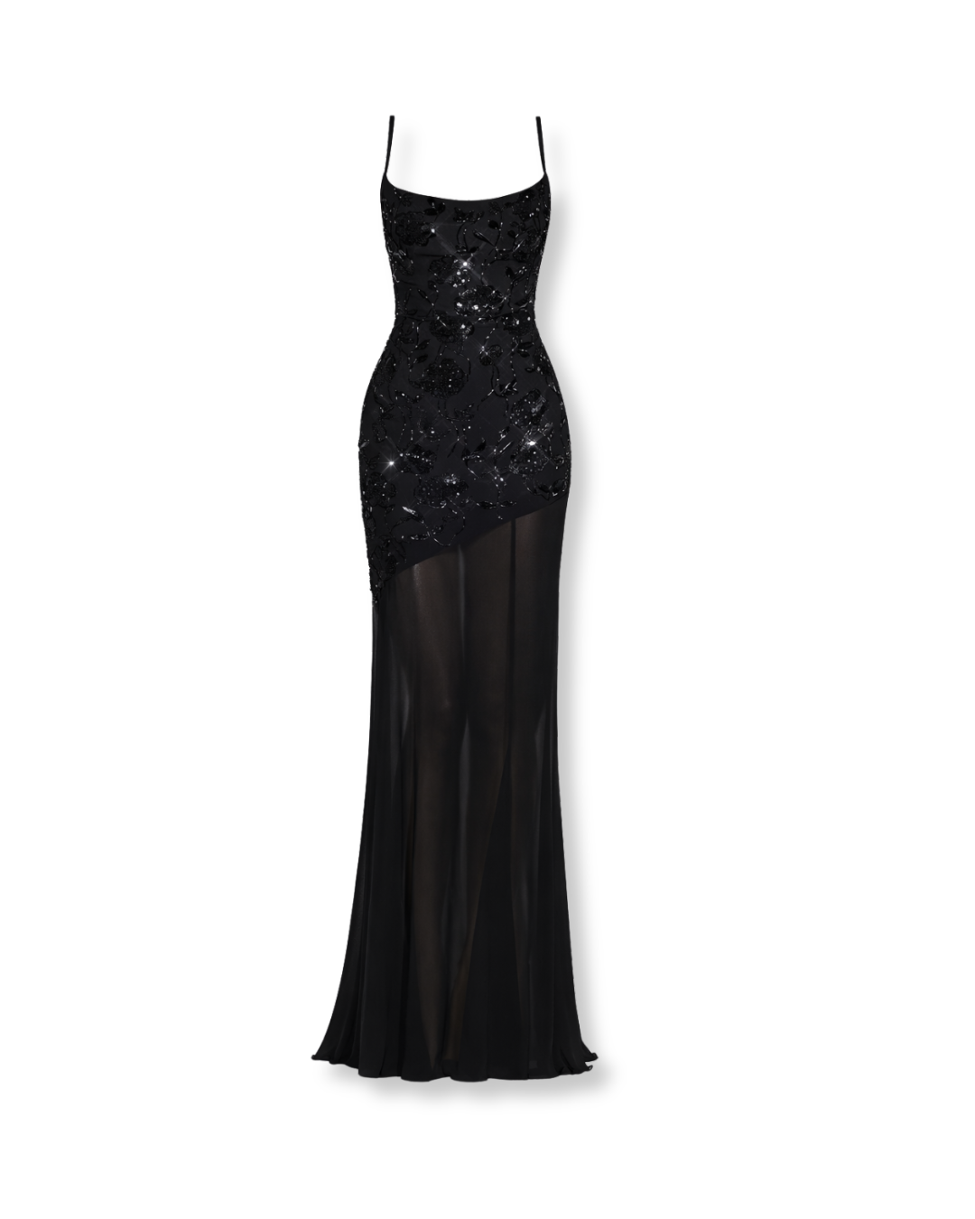 Embellished Sweetheart-Neck Backless Gown in Black.png
