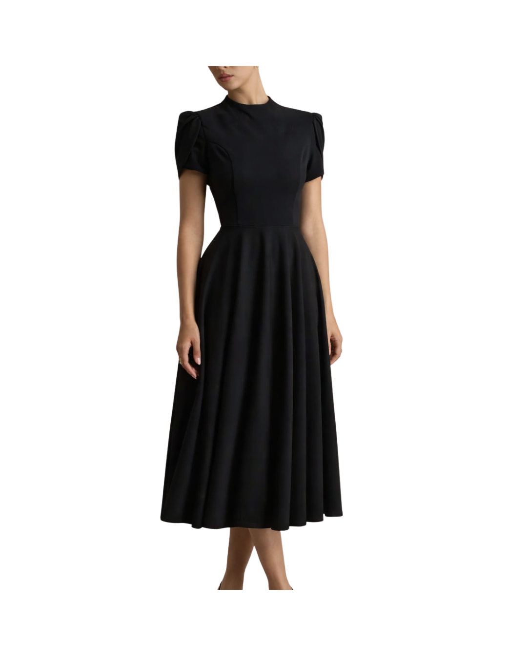 womens high neck puff midi dress.png
