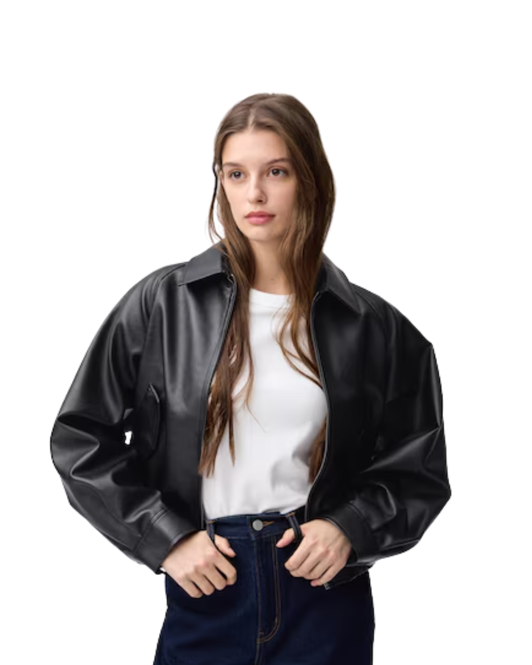 womens black leather bomber jacket.png