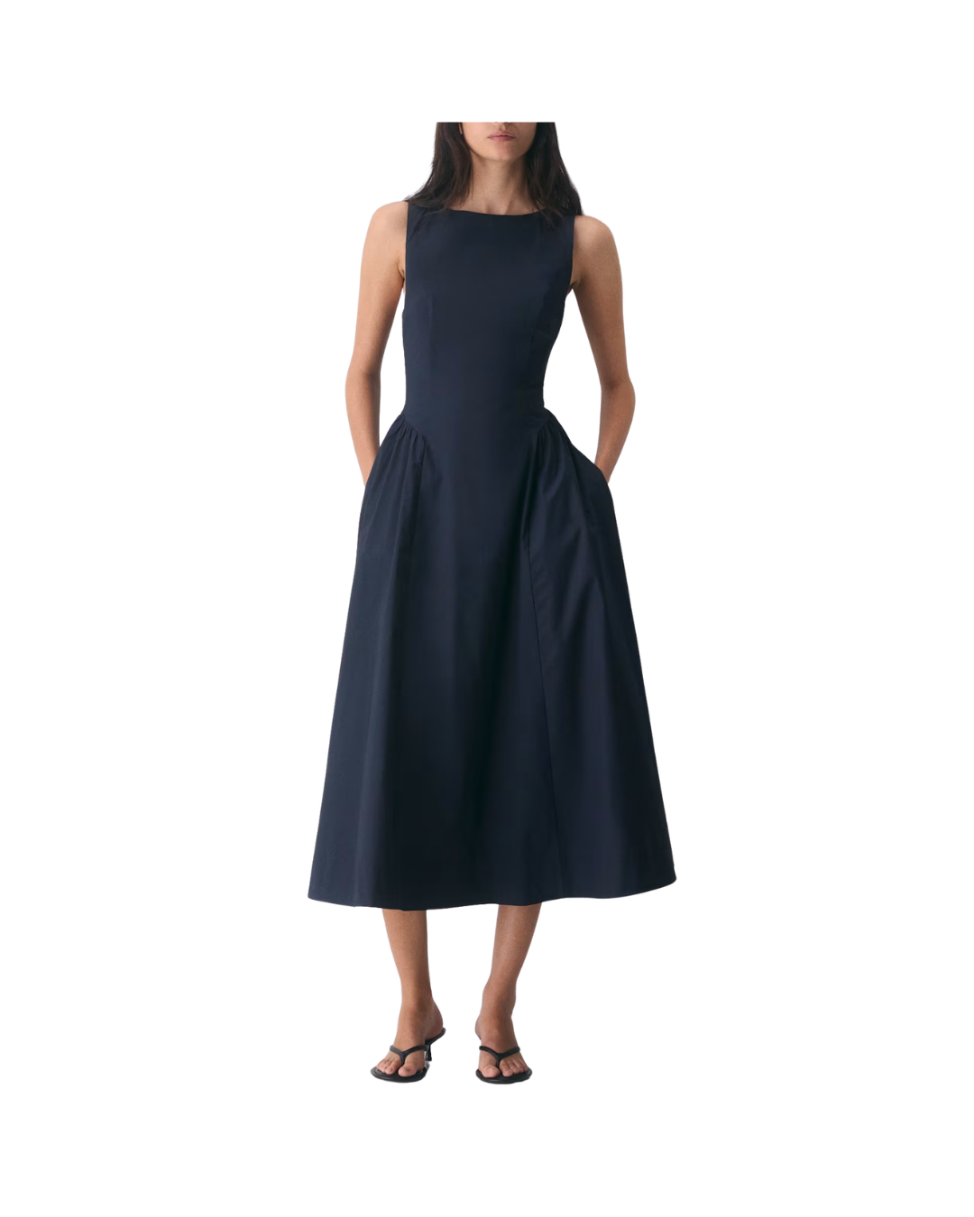 womens long navy blue spring dress.png