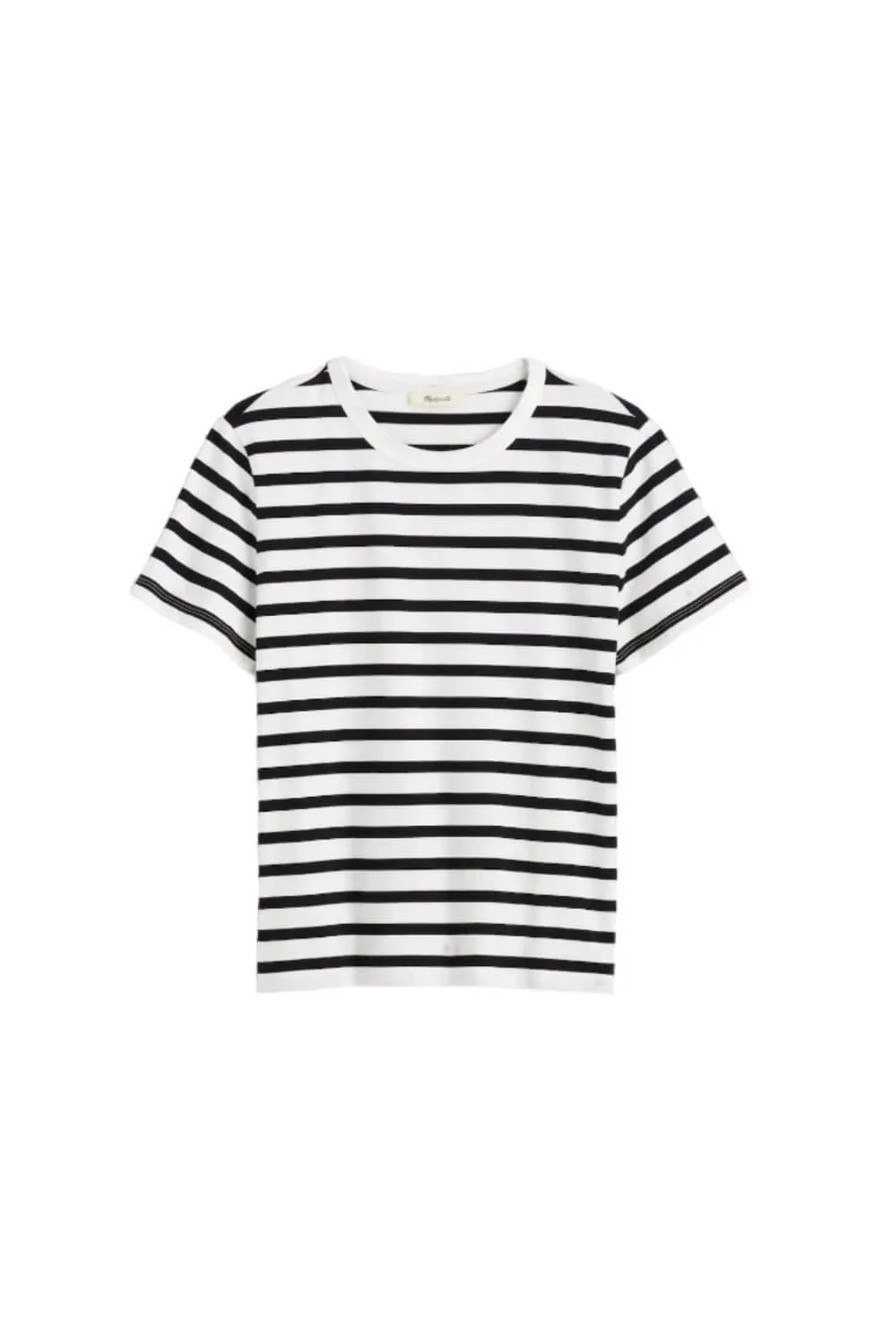 spring outfit ideas black and white striped Crewneck Tee.jpg