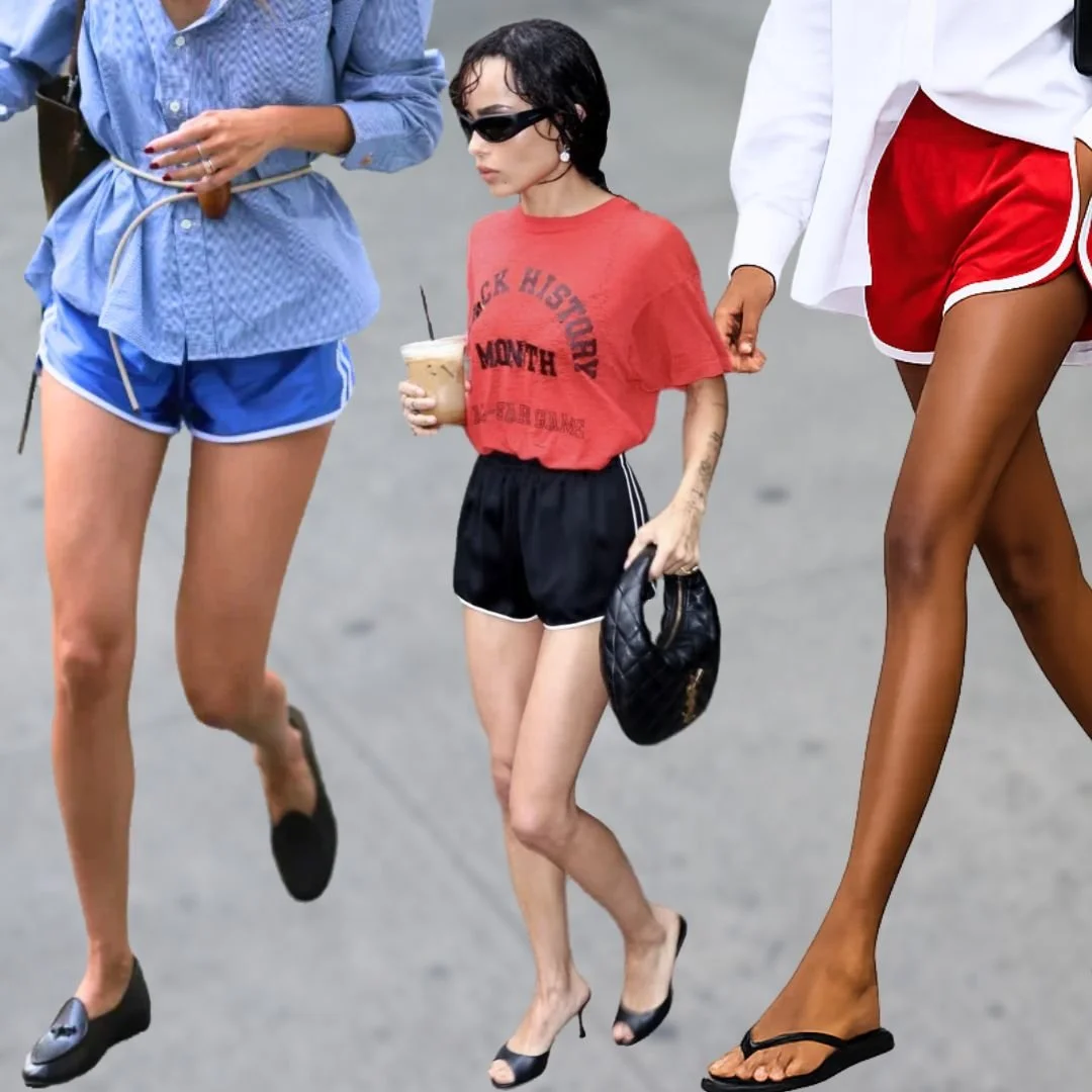 Why Fashion Girls Are Styling Sporty Shorts With Their Prettiest Shoes