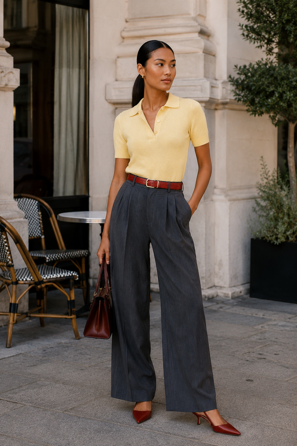 red-belt-charcoal-trousers-butter-yellow-polo-outfit.png