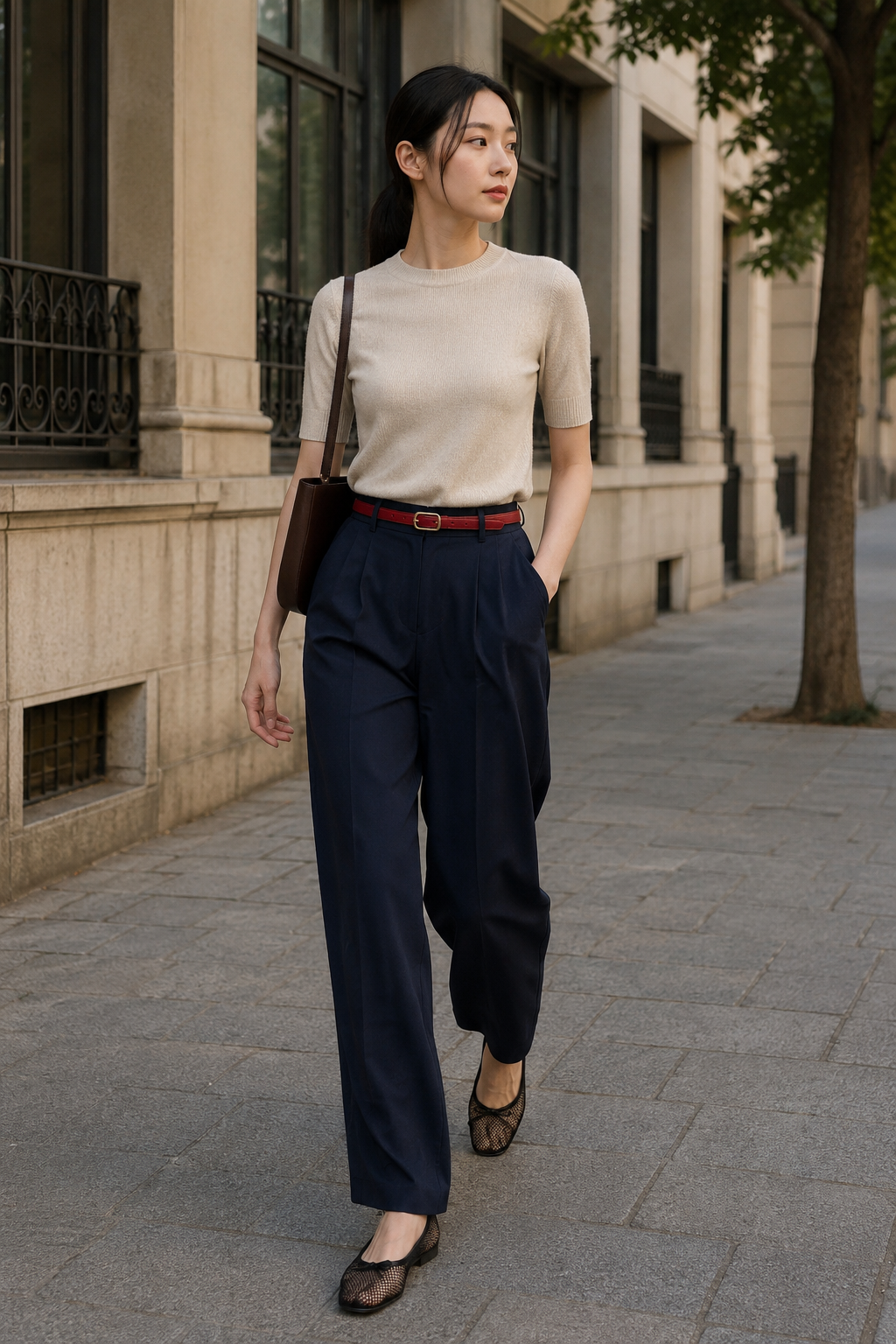red-belt-navy-trousers-mesh-flats-outfit.png