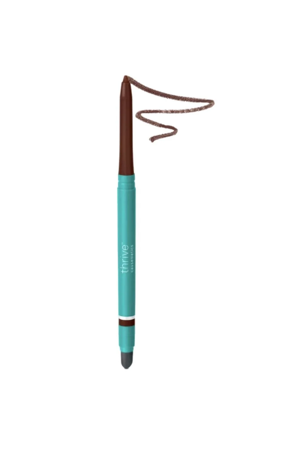 Thrive Causemetics Infinity waterproof eyeliner pencil with brown pigment swatch