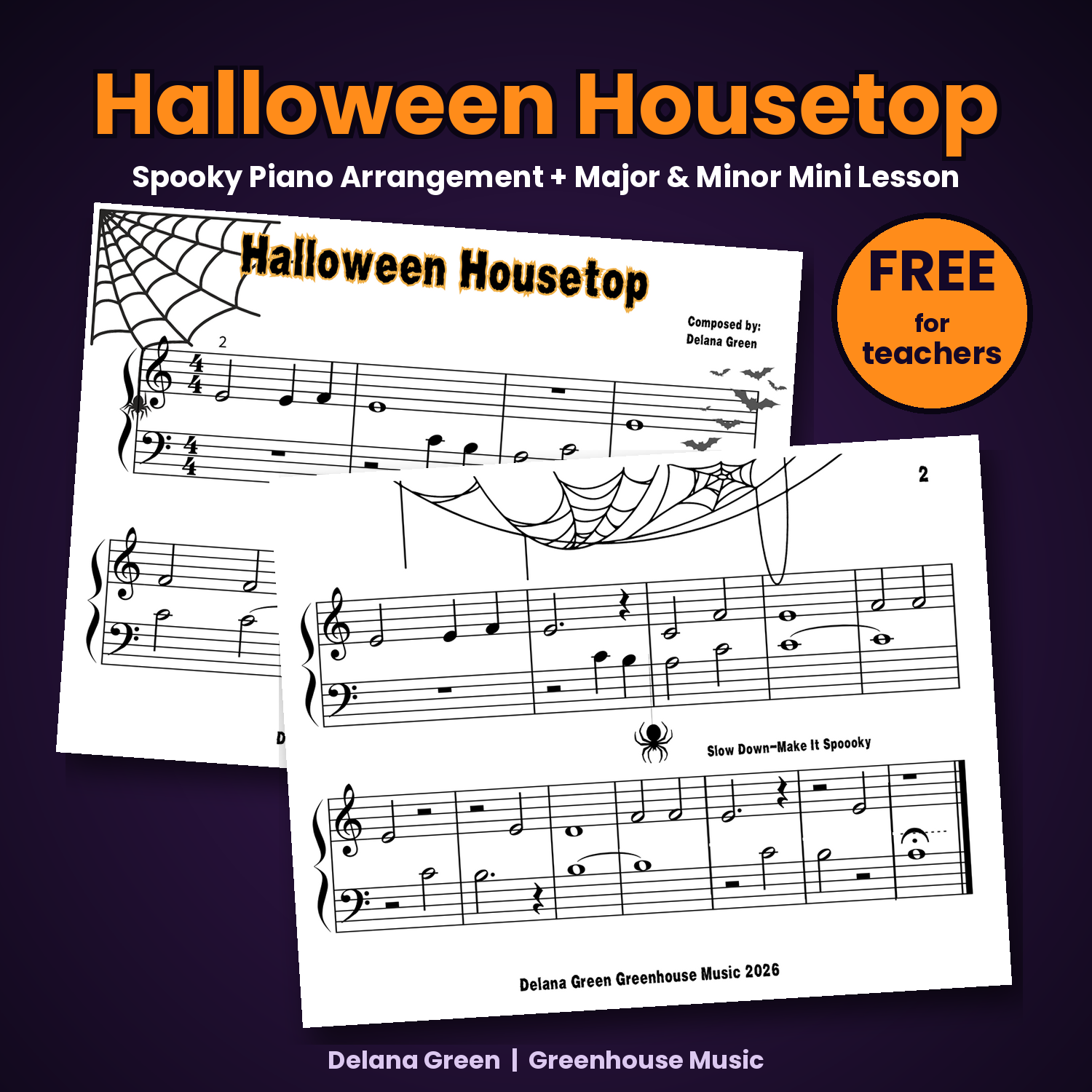 Halloween Housetop: Free Spooky Piano Arrangement + Major vs. Minor Mini Lesson