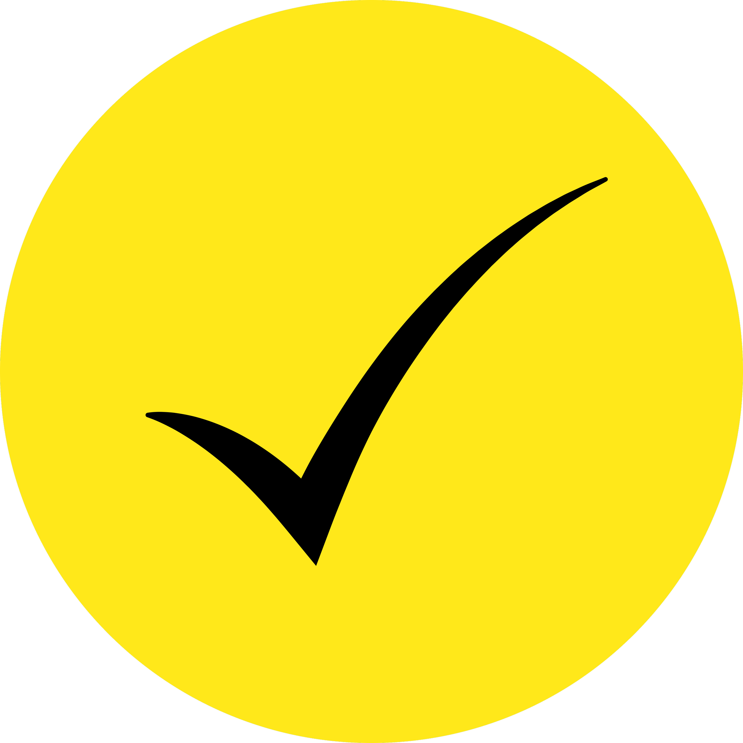 Yellow circle with a black check mark inside