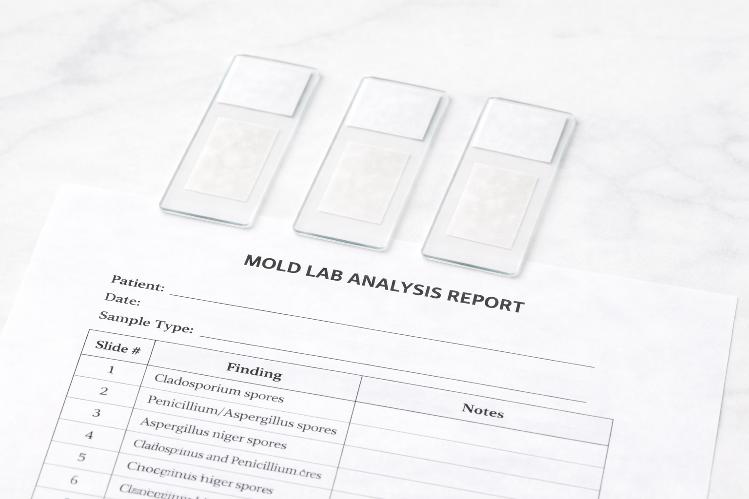 At-Home Mold Test Kit – 3 Tape Lifts Samples & Lab Analysis Report