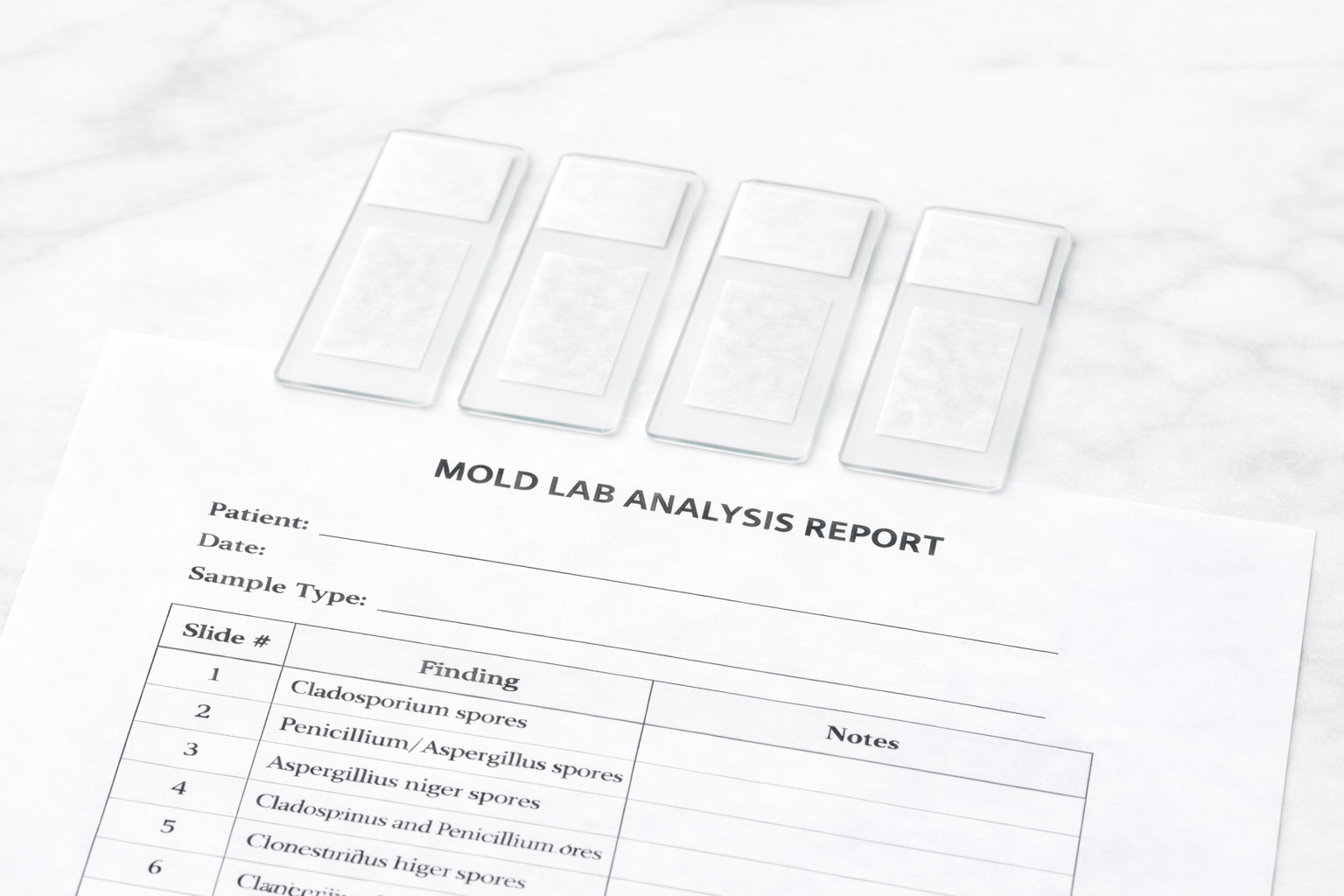 At-Home Mold Test Kit – 4 Tape Lifts Samples & Lab Analysis Report