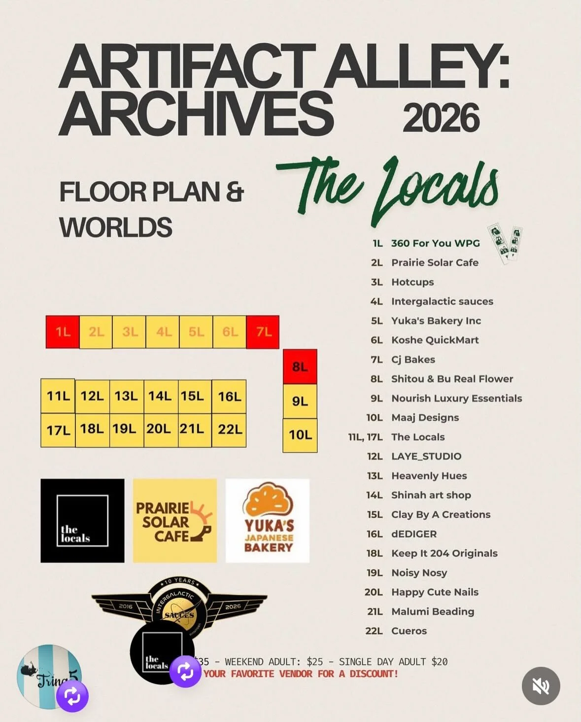 We will be @artifact.alley event @rbcconvctrewpg .
I hope to see you soon😊✌️

When: March 14th(10am-7pm) &amp; 15th (10am-5pm).
📍 RBC convention Center 

Do you need ticket 🎫? 

https://www.tix123.com/tickets/?code=AAA26&amp;fbclid=PAVERFWAQfKDZle