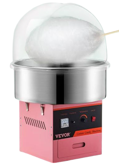 machine de sucre filé en cours de fabrication avec un fil de sucre en cours de formation.