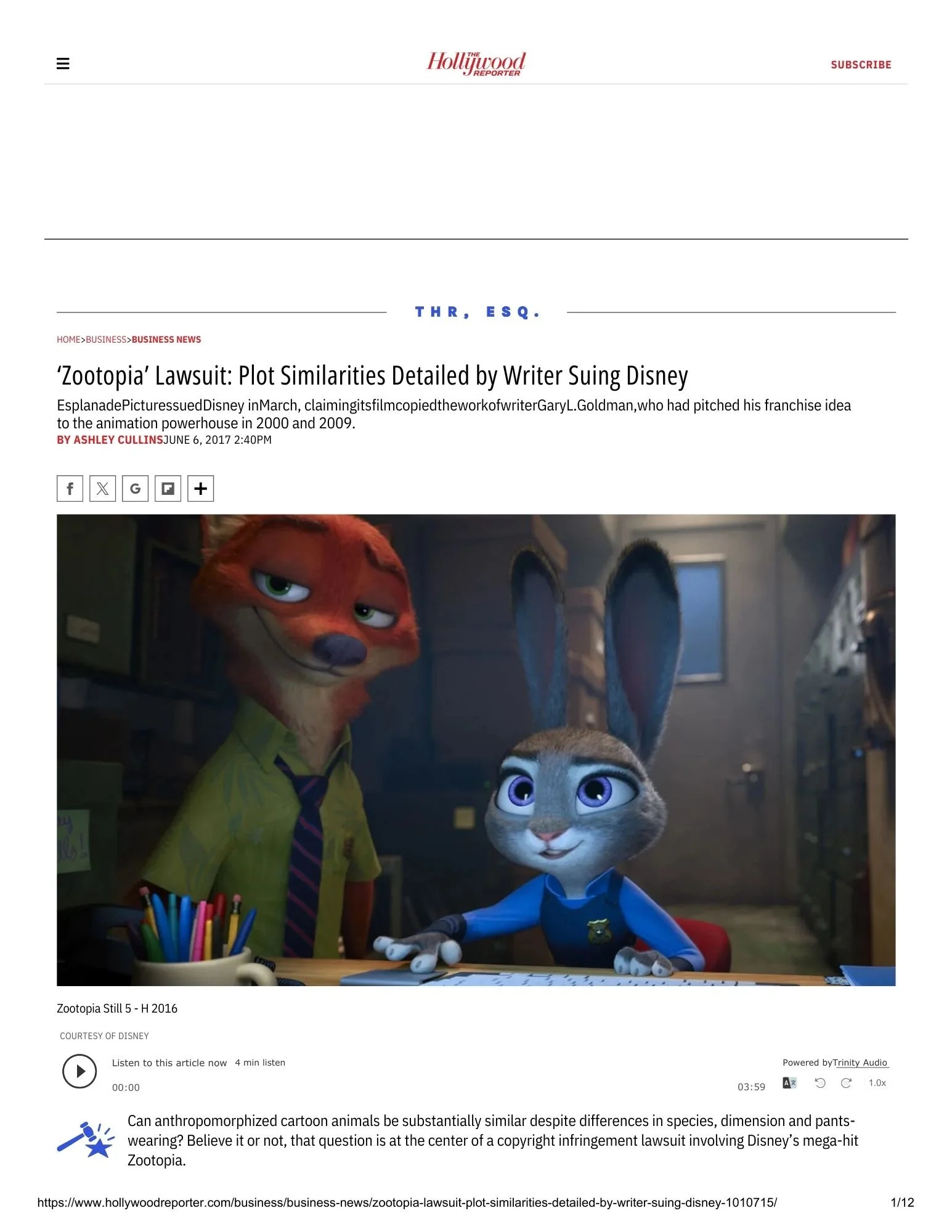 Hollywood Reporter - ‘Zootopia’ Lawsuit_ Plot Similarities Detailed by Writer Suing Disney.pdf.jpg
