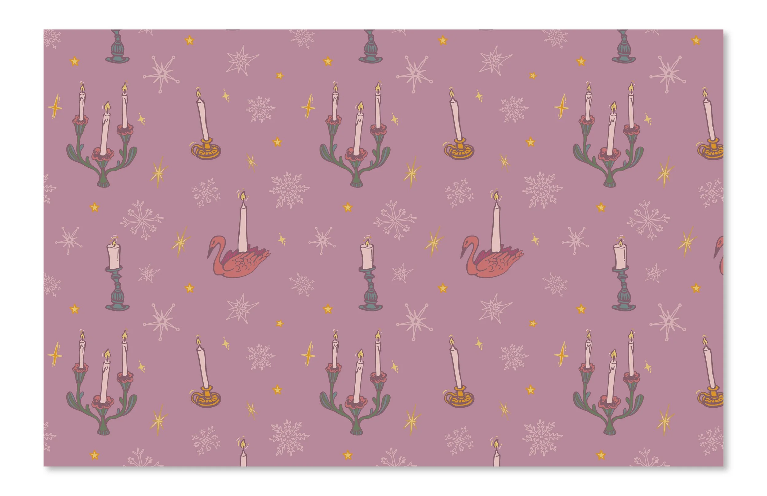 Candlesticks, snowflakes, flamingos and stars