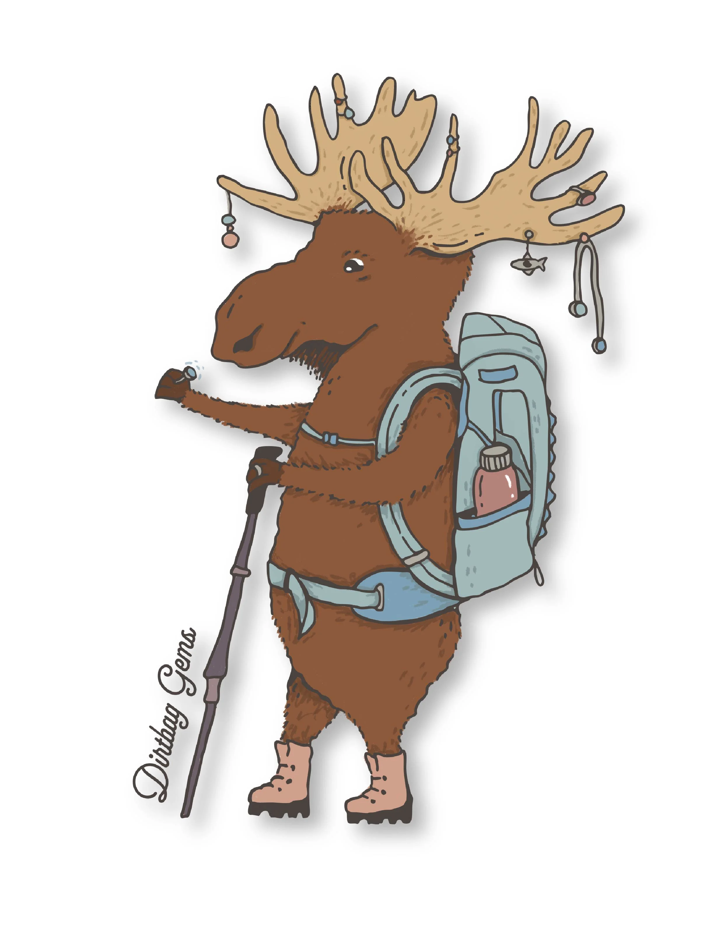 Moose wearing jewelry illustrative sticker