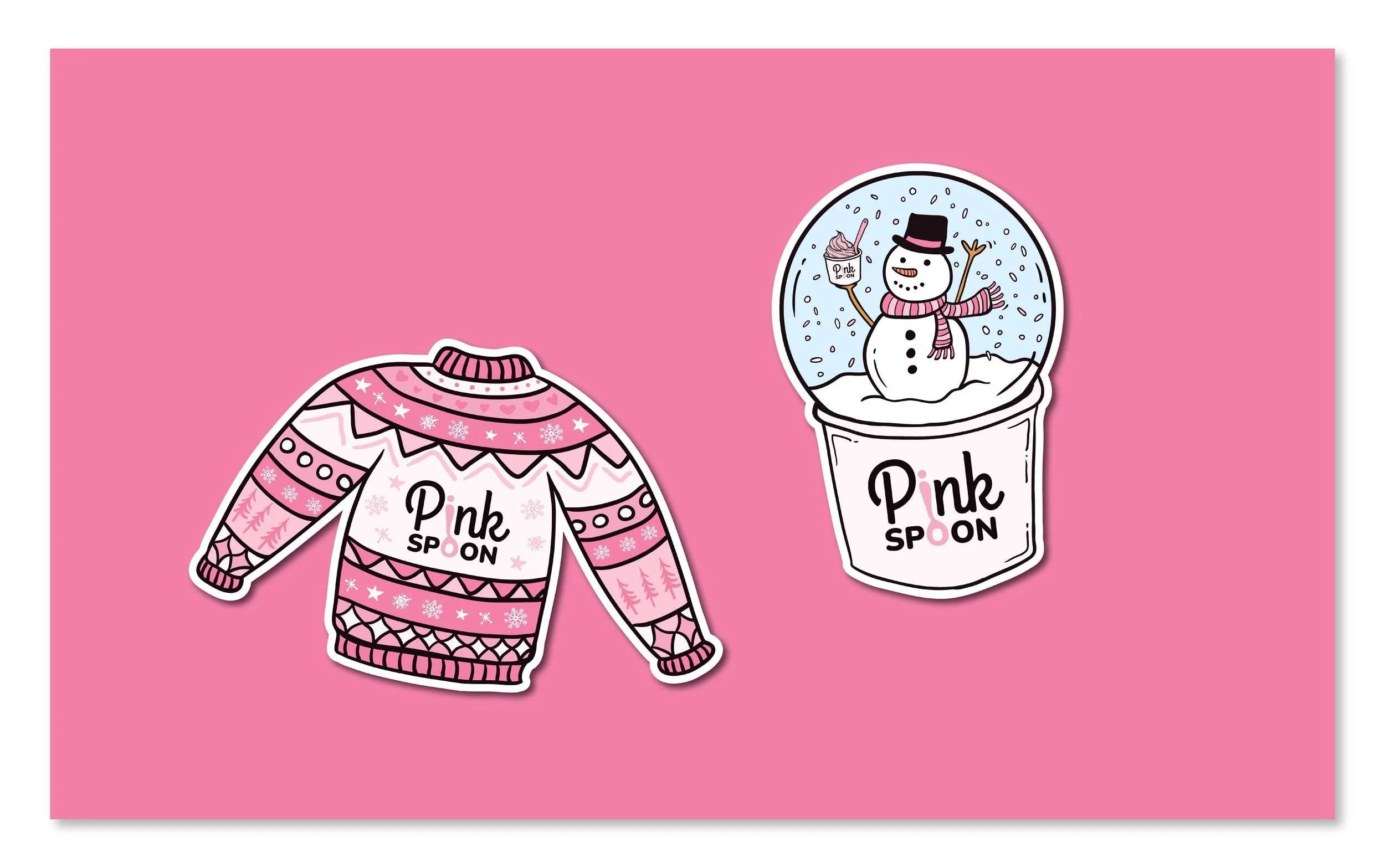 Pink Spoon Winter Stickers