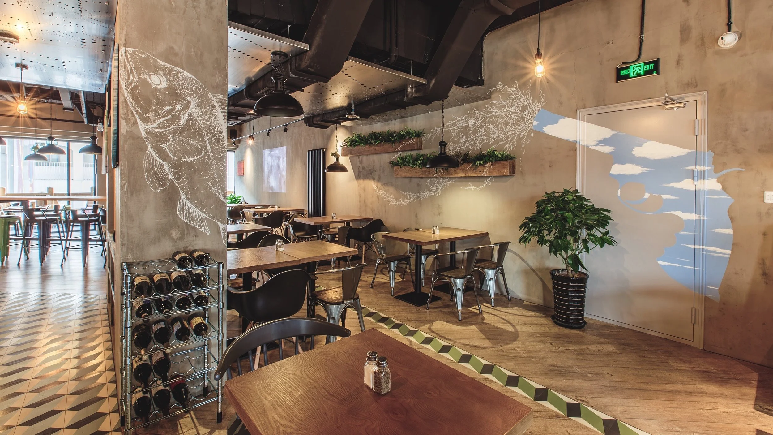 Yimeng Wang – commercial project – restaurant interior with narrative spatial sequence