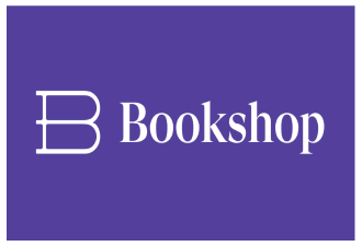 Logo for Bookshop with a stylized open book and text on a purple background.
