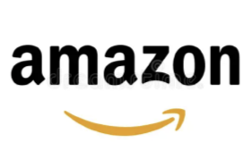 Amazon logo with black text and a yellow smile arrow underneath