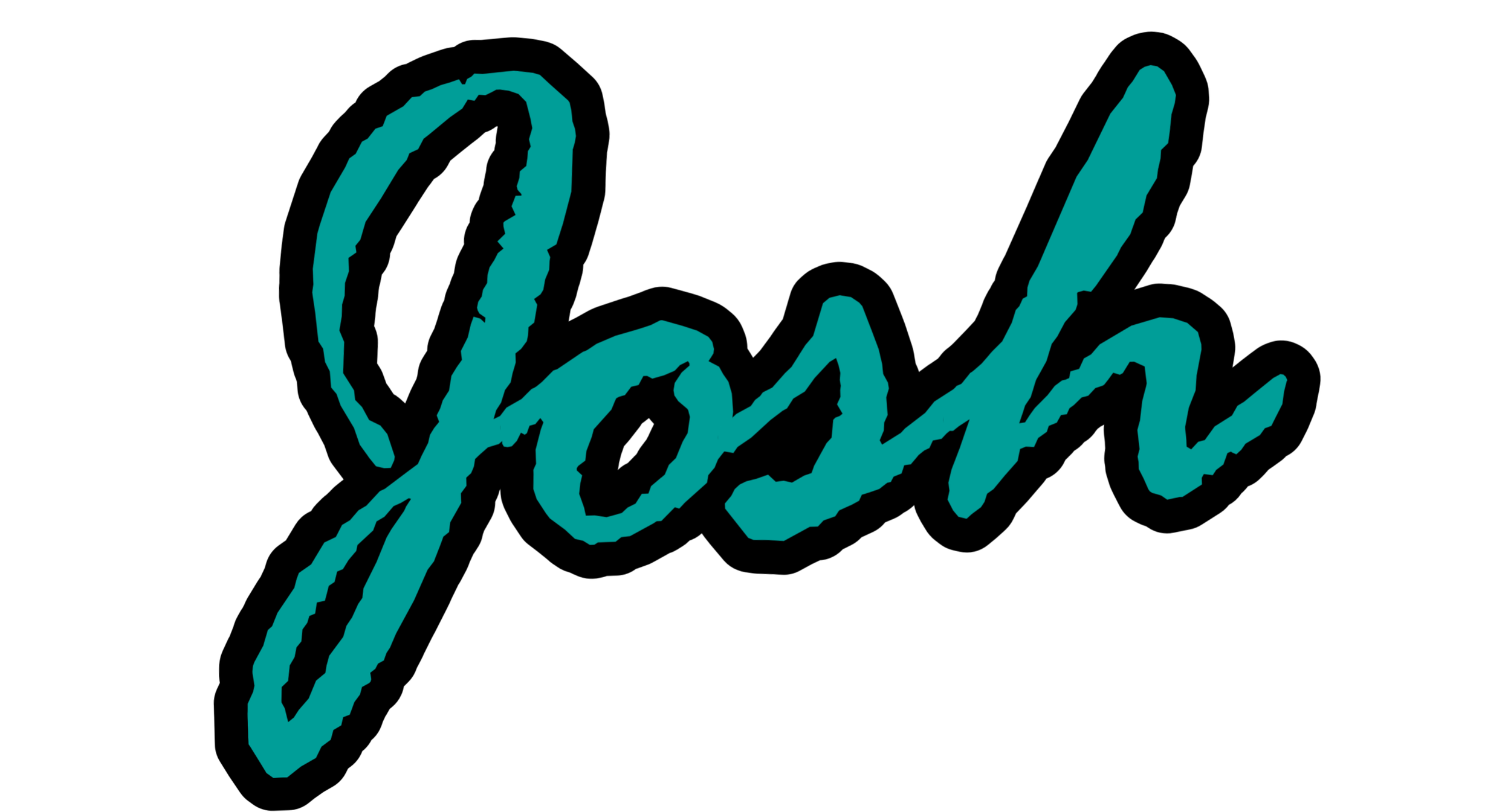 Handwritten teal text that says 'LOVE' on a black background.