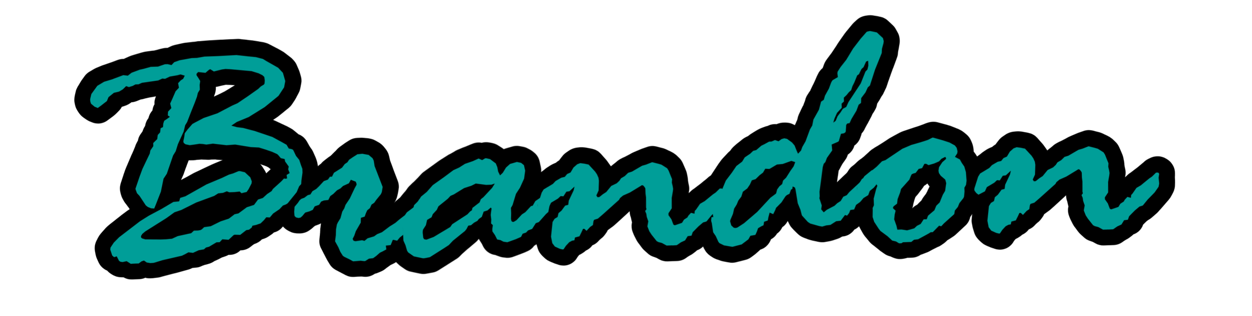 Stylized teal text that reads 'Brandon' on a black background.