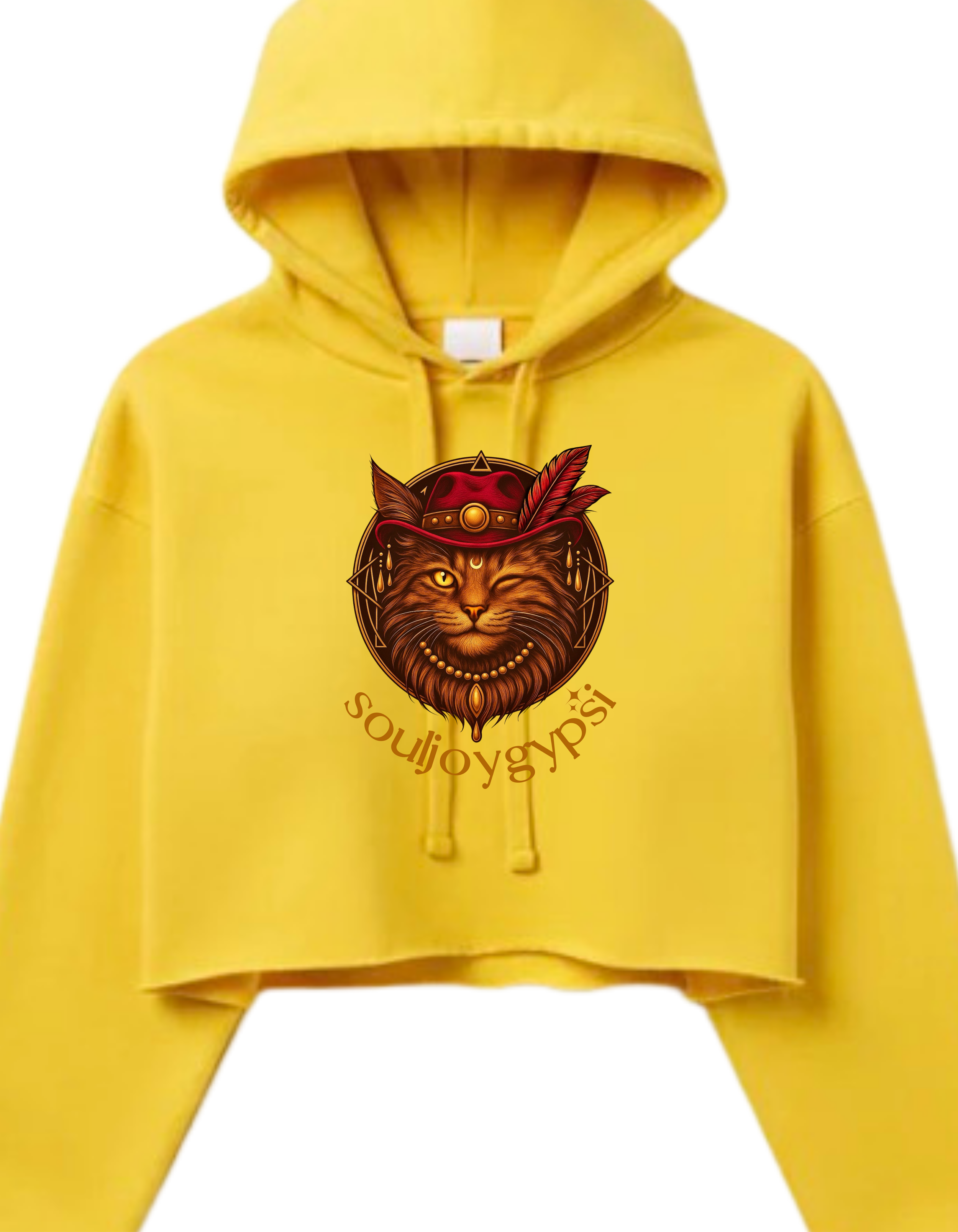 Souljoygypsi kitty face CROP HOODIE
