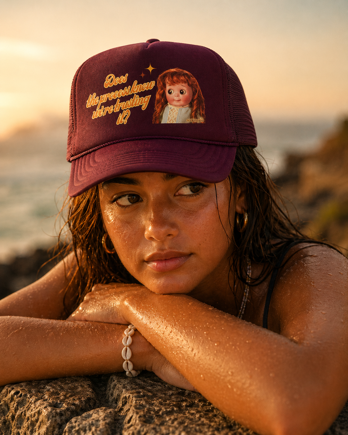 The process TRUCKER HAT (orange design)