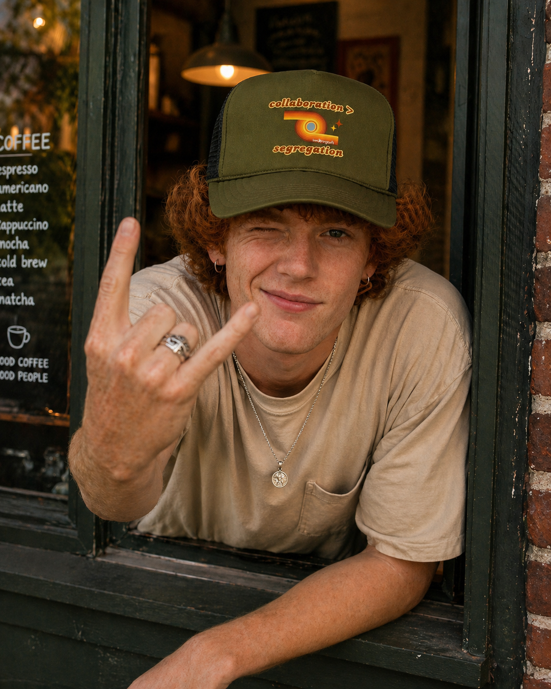 Collaboration > segregation TRUCKER HAT (orange retro)