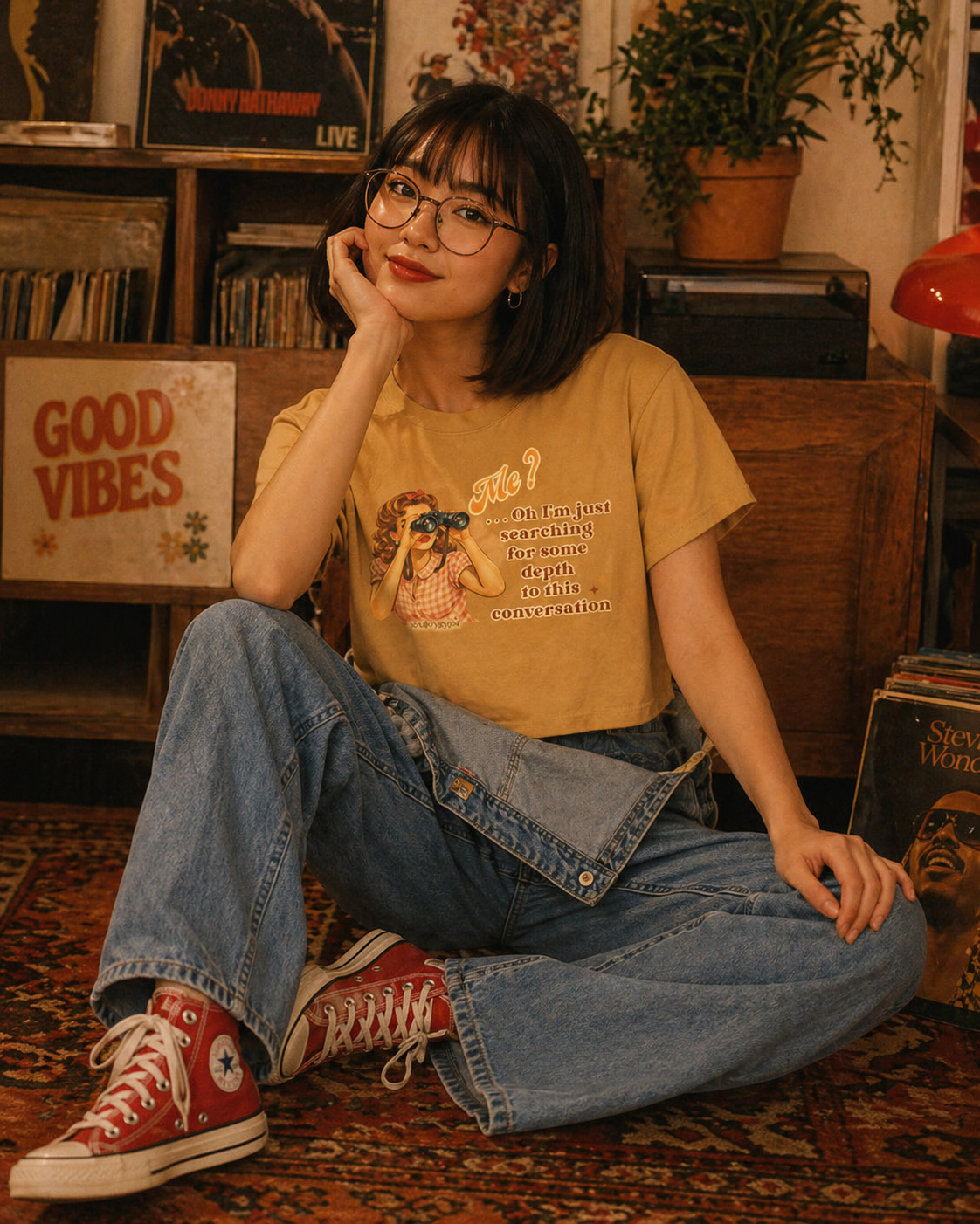 Just searching for some depth CROP TEE