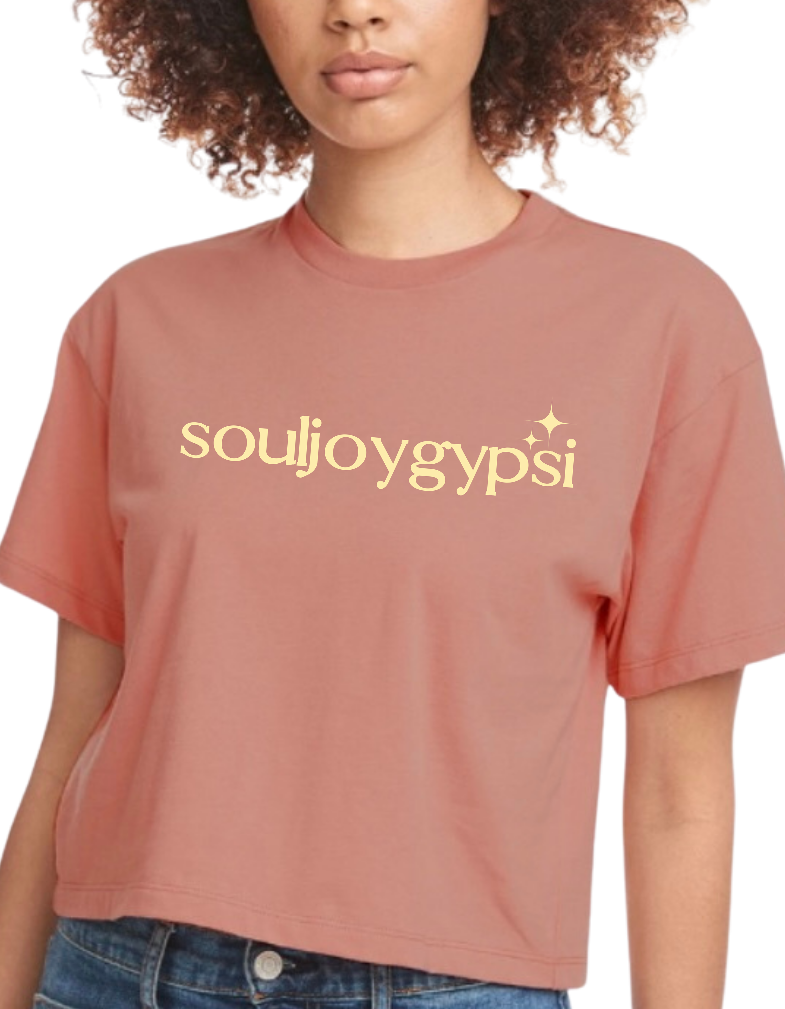 Souljoygypsi name logo CROP TEE (ivory logo)