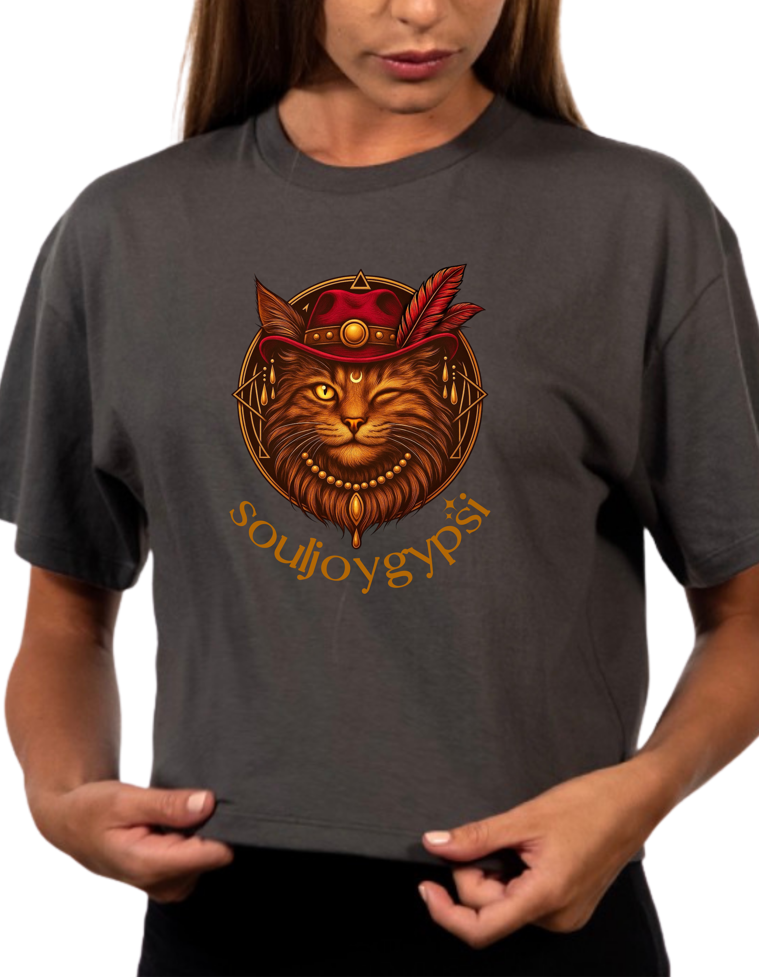 Souljoygypsi kitty face CROP TEE