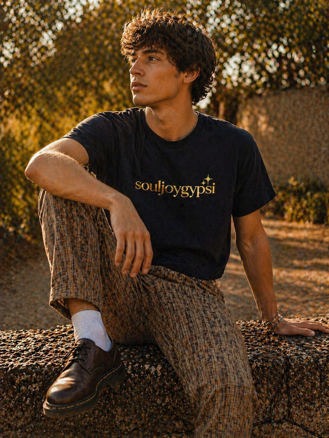 Souljoygypsi vintage gold CROP TEE