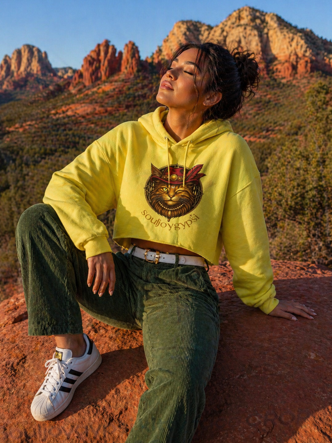 Souljoygypsi kitty face CROP HOODIE