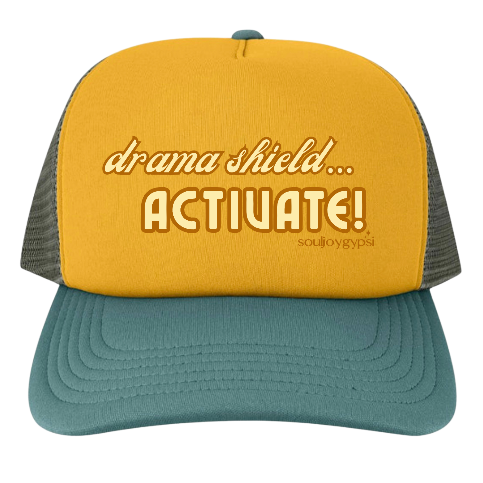 Drama shield PREMIUM TRUCKER HAT (ivory design)