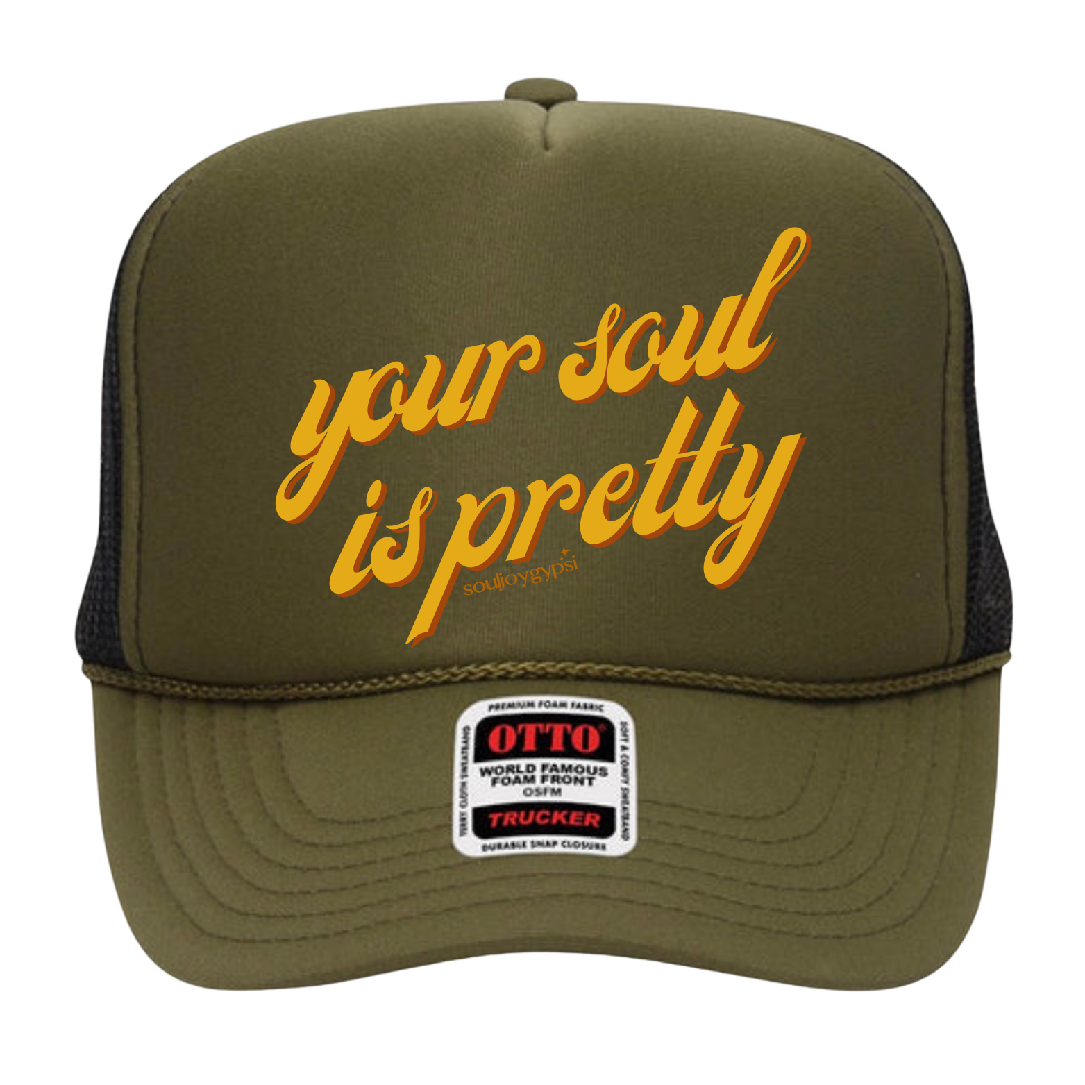 Soul pretty TRUCKER HAT (yellow cursive)