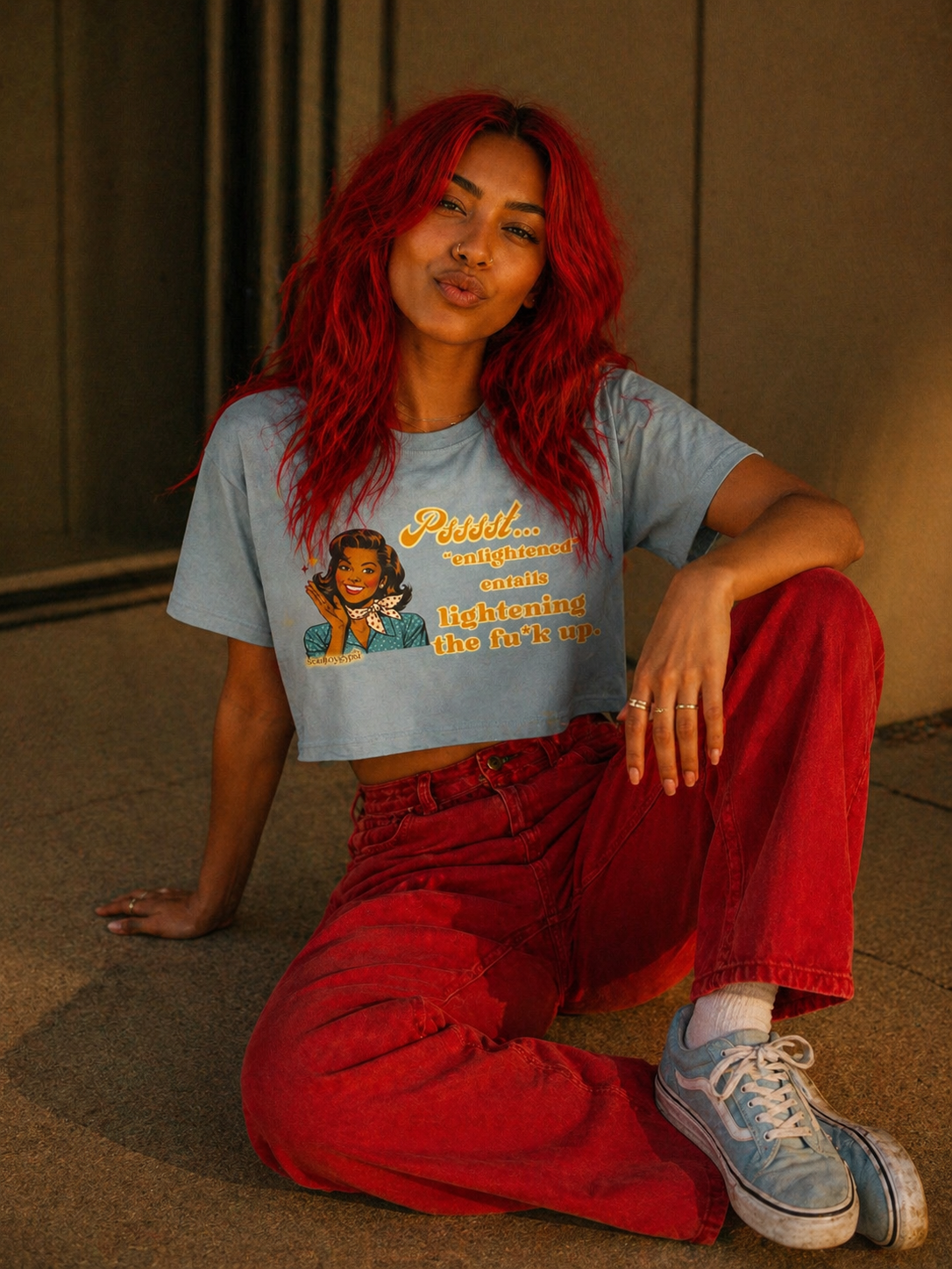 Lighten the eff up CROP TEE